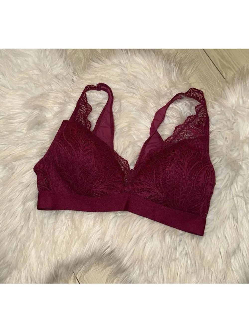 Bali DF6595 Comfort Revolution Scallop Lace Wire Free Bralette Bra S Small Berry